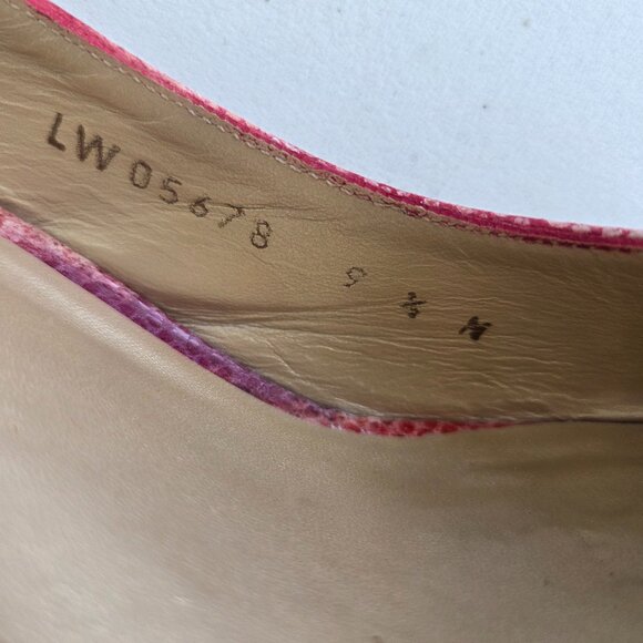 Stuart Weitzman Reptile Patent Leather Sz 9.5 Cork Wedge Open Toe Heels Y278036 - Picture 4 of 5